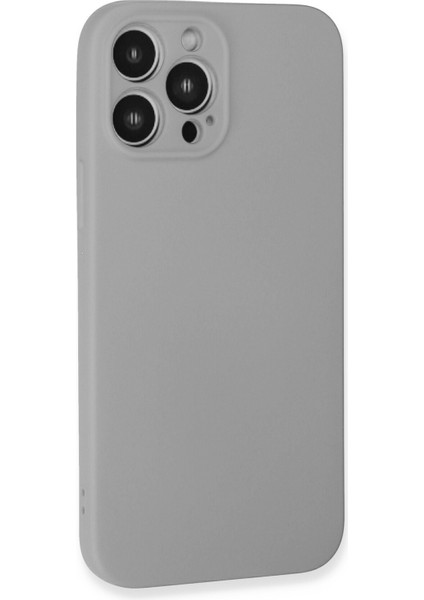 Apple iPhone 13 Pro Max Kılıf Lansman Içi Kadife Nano Silikon - Açık Gri