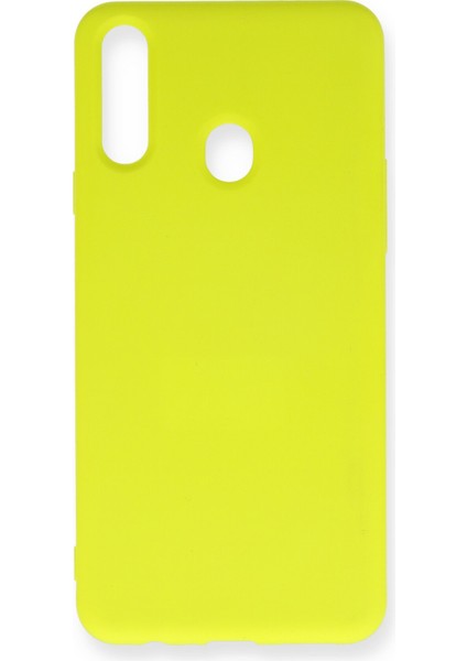 Samsung Galaxy A20S Kılıf Lansman Içi Kadife Nano Silikon - Sarı