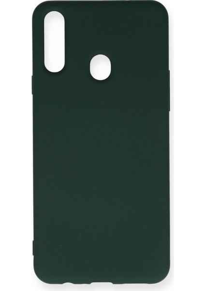 Samsung Galaxy A20S Kılıf Lansman Içi Kadife Nano Silikon - Koyu Yeşil