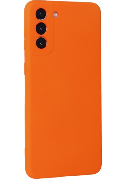 Samsung Galaxy S21 Plus Kılıf Lansman Içi Kadife Nano Silikon - Turuncu modelleri