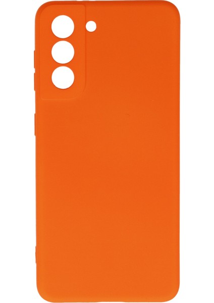 Samsung Galaxy S21 Kılıf Lansman Içi Kadife Nano Silikon - Turuncu