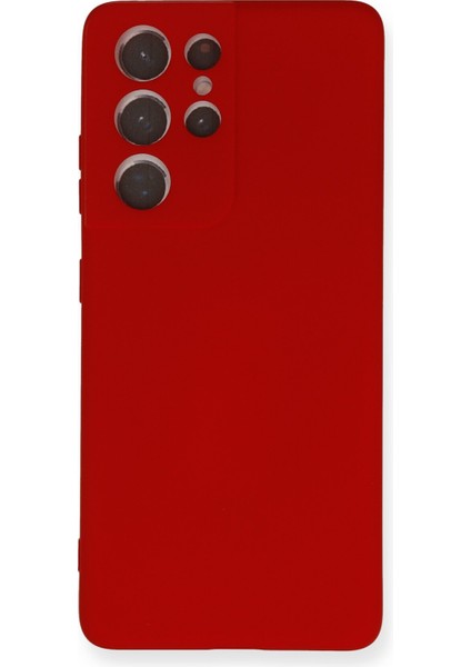 Samsung Galaxy S21 Ultra Kılıf Lansman Içi Kadife Nano Silikon - Kırmızı