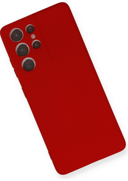 Samsung Galaxy S21 Ultra Kılıf Lansman Içi Kadife Nano Silikon - Kırmızı modelleri