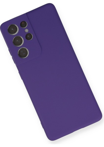 Samsung Galaxy S21 Ultra Kılıf Lansman Içi Kadife Nano Silikon - Mor modelleri