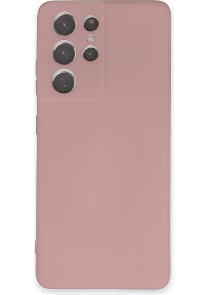 Samsung Galaxy S21 Ultra Kılıf Lansman Içi Kadife Nano Silikon - Pudra