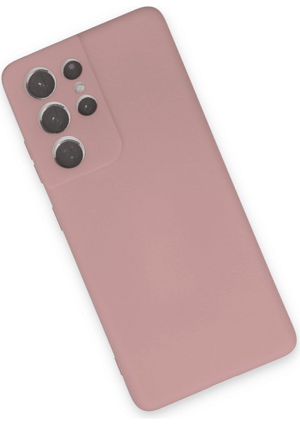 Samsung Galaxy S21 Ultra Kılıf Lansman Içi Kadife Nano Silikon - Pudra modelleri