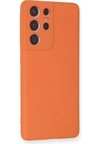 Samsung Galaxy S21 Ultra Kılıf Lansman Içi Kadife Nano Silikon - Turuncu fiyatları