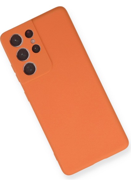 Samsung Galaxy S21 Ultra Kılıf Lansman Içi Kadife Nano Silikon - Turuncu modelleri
