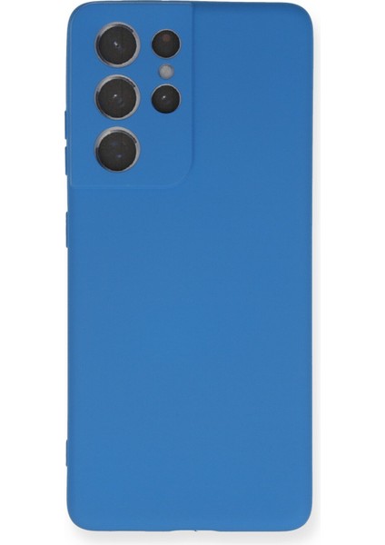 Samsung Galaxy S21 Ultra Kılıf Lansman Içi Kadife Nano Silikon - Mavi