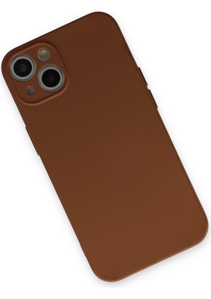 Apple iPhone 13 Kılıf Lansman Içi Kadife Nano Silikon - Kahverengi