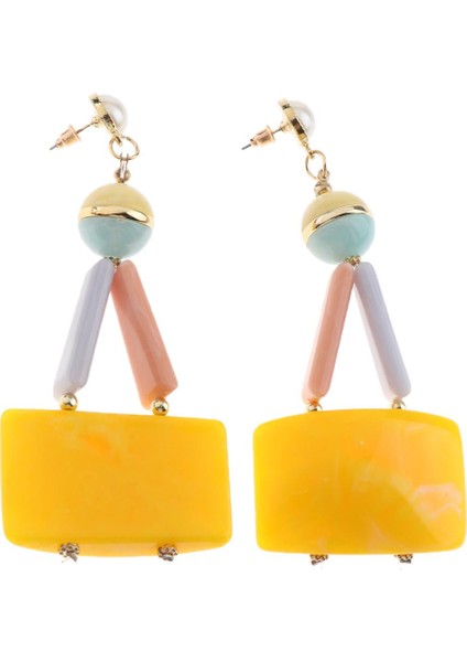 Plastik Hafif Kulak Takı Küpe Çok Katmanlar Geometrik Şekil Dangle Sarı (Yurt Dışından)