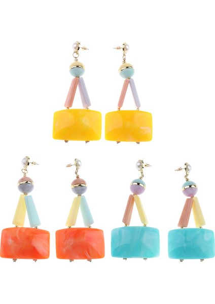 Plastik Hafif Kulak Takı Küpe Çok Katmanlar Geometrik Şekil Dangle Sarı (Yurt Dışından) modelleri