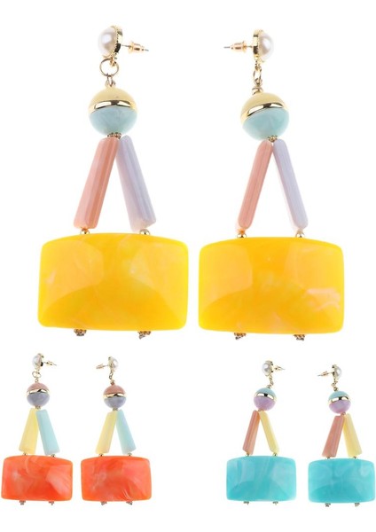 Plastik Hafif Kulak Takı Küpe Çok Katmanlar Geometrik Şekil Dangle Sarı (Yurt Dışından) fırsatları