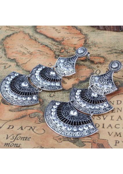 Kadın Kadın Vintage Boho Kristal Rhinestone Çiçek Püskül Dangle Küpe Kulak Çiviler Takı Antik Gümüş - # 12 (Yurt Dışından) modelleri