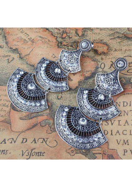 Kadın Kadın Vintage Boho Kristal Rhinestone Çiçek Püskül Dangle Küpe Kulak Çiviler Takı Antik Gümüş - # 12 (Yurt Dışından) fırsatları