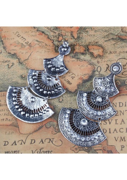 Kadın Kadın Vintage Boho Kristal Rhinestone Çiçek Püskül Dangle Küpe Kulak Çiviler Takı Antik Gümüş - # 12 (Yurt Dışından) indirimleri