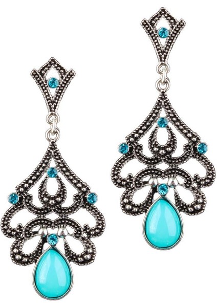 Kadın Kadın Vintage Boho Kristal Rhinestone Çiçek Püskül Dangle Küpe Kulak Çiviler Takı Antik Gümüş - # 3 (Yurt Dışından) indirimleri