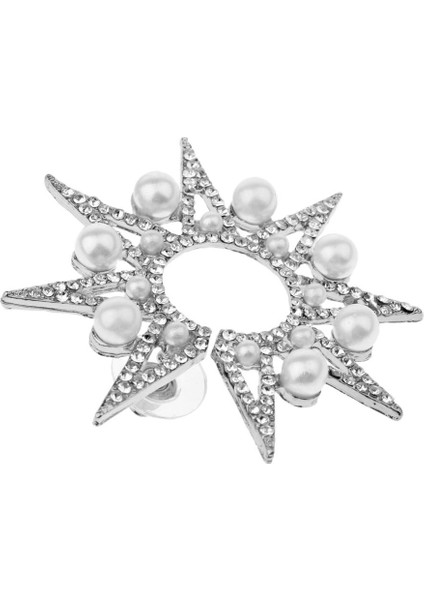 Moda Güneş Çiçek Tasarımları Bling Kristal Simüle Inci Küpe Gümüş (Yurt Dışından)