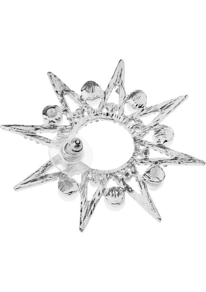 Moda Güneş Çiçek Tasarımları Bling Kristal Simüle Inci Küpe Gümüş (Yurt Dışından) modelleri