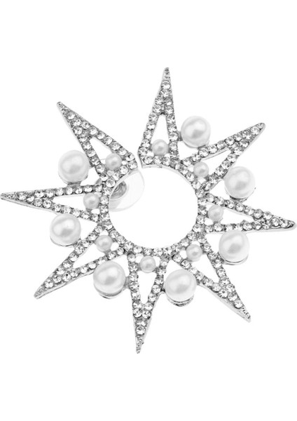 Moda Güneş Çiçek Tasarımları Bling Kristal Simüle Inci Küpe Gümüş (Yurt Dışından) fırsatları