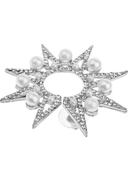 Moda Güneş Çiçek Tasarımları Bling Kristal Simüle Inci Küpe Gümüş (Yurt Dışından) indirimleri