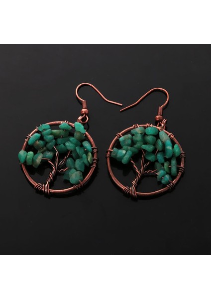 Doğal Kristal Çakralar Hayat Dangle Küpe Ağacı Moda Güzel Takı Koyu Yeşil (Yurt Dışından) indirimleri