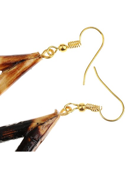 2'li Büyük Bambu Küpe El Yapımı Doğal Bambu Ahşap Dangle Küpe Kömürleşmiş Gözyaşı (Yurt Dışından) modelleri