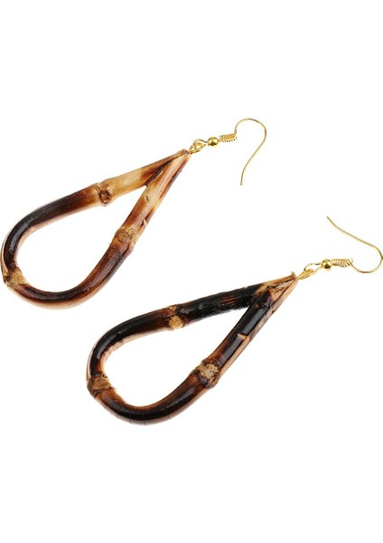 2'li Büyük Bambu Küpe El Yapımı Doğal Bambu Ahşap Dangle Küpe Kömürleşmiş Gözyaşı (Yurt Dışından) fırsatları