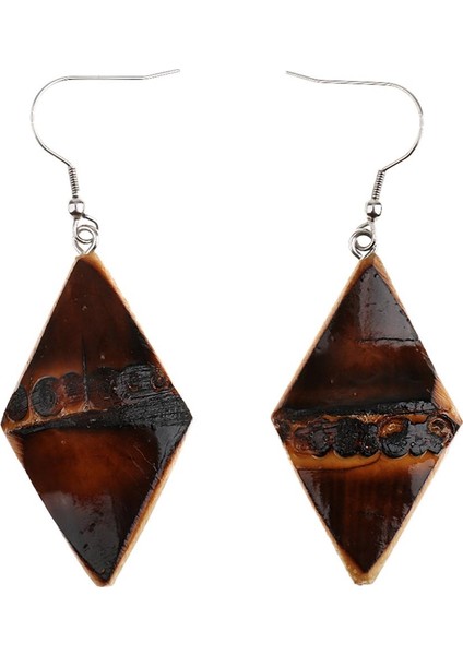 2'li El Yapımı Vintage Küpe Doğal Bambu Damla Küpe Benzersiz Takı Kömürleşmiş Rhombus (Yurt Dışından) fiyatları