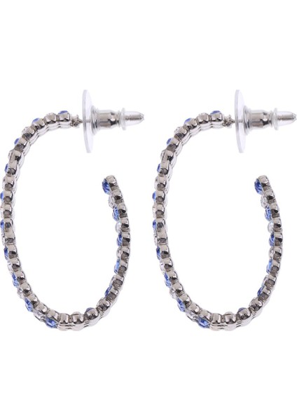 Sparkly Kristal Büyük Daire Damızlık Hoop Küpe Düğün Gelin Takı Aksesuarları Açık Mavi (Yurt Dışından) fiyatları