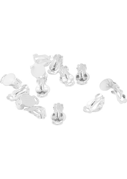 12'li Boş Taban Cabochon Ayar Klip Küpe Küpe Yok Piercing Kadın Için Gümüş Beyaz (Yurt Dışından) indirimleri