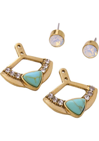 Moda Tasarım Kadın Lady Rhinestone Kristal Fan Kulak Çiviler Küpe (Yurt Dışından) fiyatları