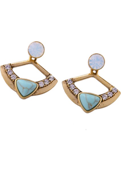 Moda Tasarım Kadın Lady Rhinestone Kristal Fan Kulak Çiviler Küpe (Yurt Dışından) modelleri