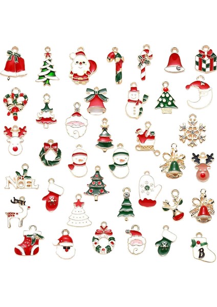 38 Adet / Takım Noel Charms Kolye Boncuk Takı Yapımı Için Dıy Bilezik Küpe (Yurt Dışından)