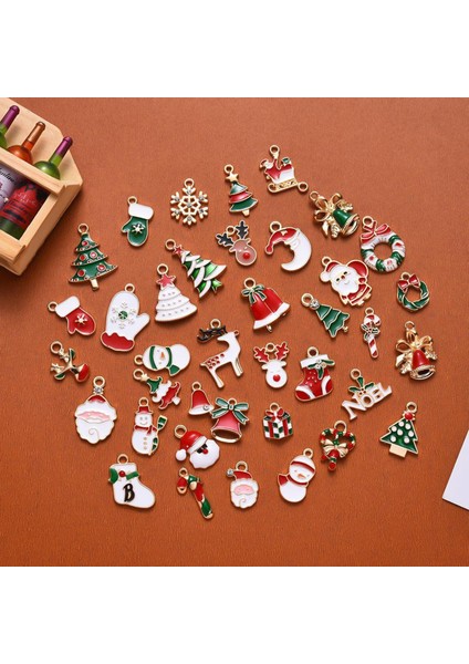 38 Adet / Takım Noel Charms Kolye Boncuk Takı Yapımı Için Dıy Bilezik Küpe (Yurt Dışından)