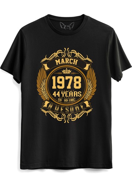 Vintage Gold Awesome Series March 1978 Siyah Tshirt
