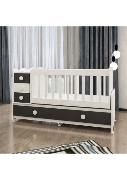 Melina 5 Çekmeceli Mdfli Büyüyen 60X120 Beşik - Gri-