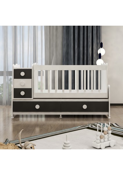 Melina 5 Çekmeceli Mdfli Büyüyen 60X120 Beşik - Gri-