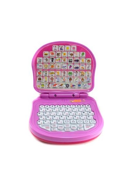 Oyuncak Mini Laptop Türkçe Ingilizce Eğitici Pembe 21 cm