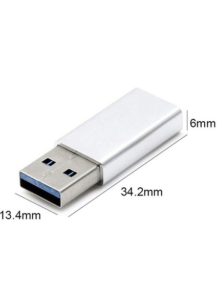 Erkek USB To Dişi Type-C Data Çevirici Otg Adaptör Metal