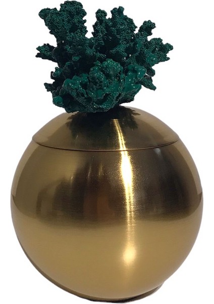 Doğal Mercanlı Yeşil Eskitme Küçük Boy Küp