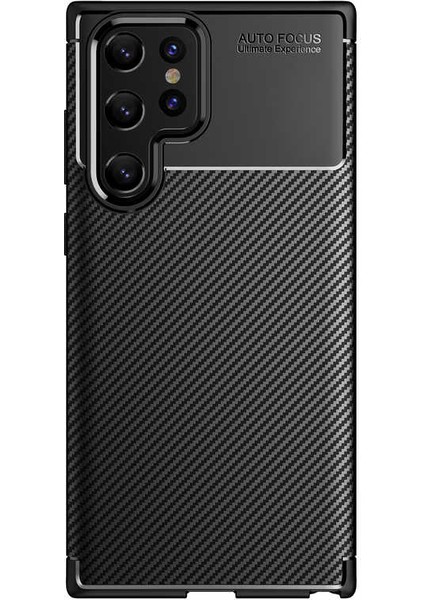 S22 Ultra Uyumlu Kılıf Kamera Lens Çıkıntılı Karbon Silikon Case