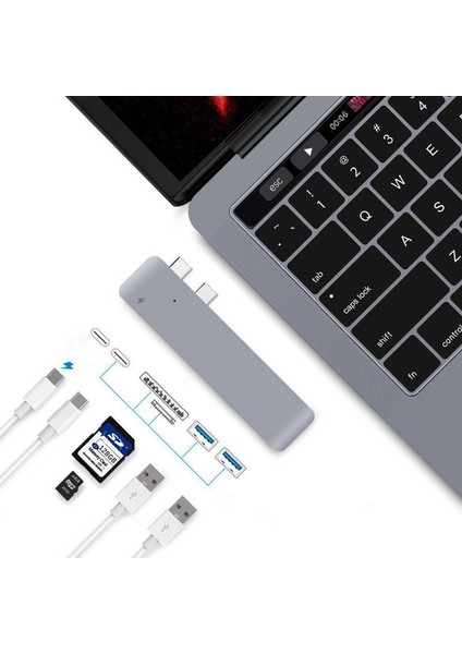 Çift Type-C USB 3.0 Çoklayıcı Kart Okuyucu Çevirici Macbook B3185