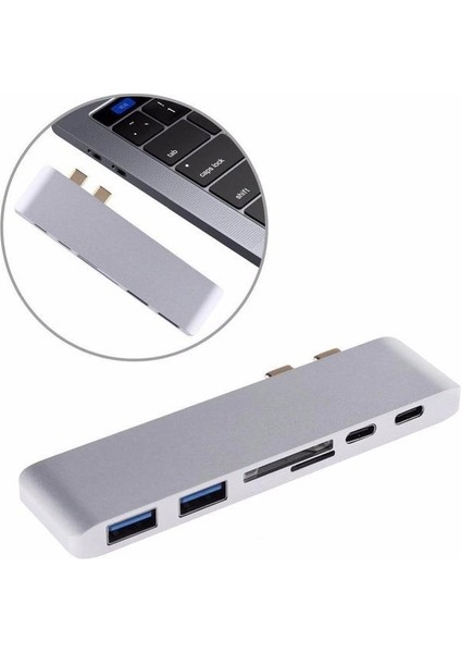 Çift Type-C USB 3.0 Çoklayıcı Kart Okuyucu Çevirici Macbook B3185 modelleri