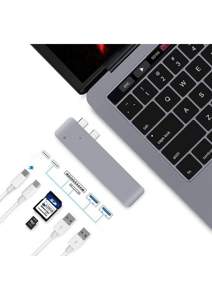 Çift Type-C USB 3.0 Çoklayıcı Kart Okuyucu Çevirici Macbook B3185 fırsatları