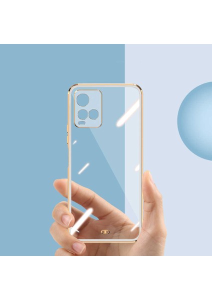 Vivo Y21S Kılıf Kamera Korumalı Pastel Renk Voit Clear Kapak Lacivert