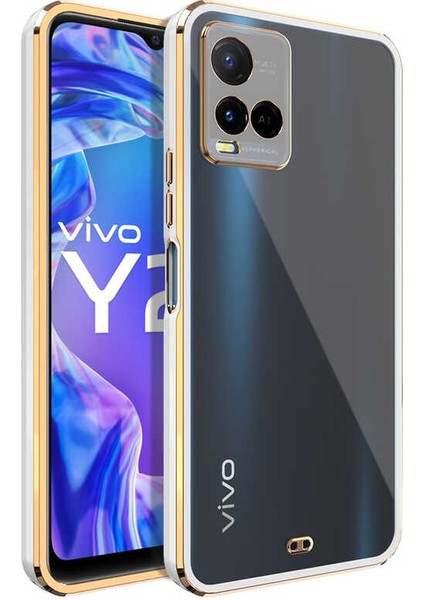 Vivo Y33S Kılıf Kamera Korumalı Pastel Renk Voit Clear Kapak Beyaz