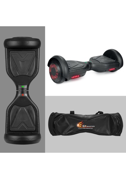 Knight 6.5 Inch Işıklı Akıllı Dengeli Elektrikli Kaykay Hoverboard Taşıma Çantalı Siyah