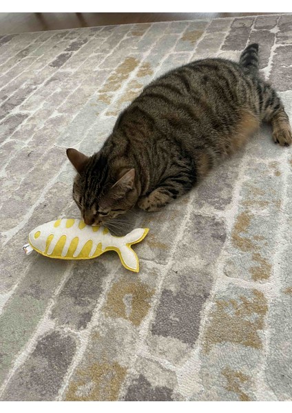 Dino Pet Oyuncak - Kedi Naneli (Catnipli) Kedi Oyuncağı - Keçe Sarı Balık