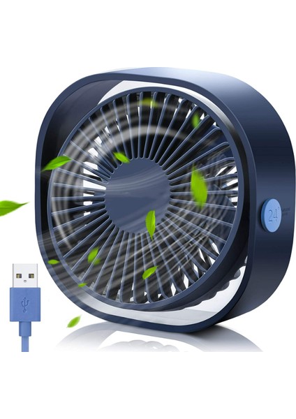 Mini Fan, Küçük Kişisel USB Masa Fanı, 3 Hız Taşınabilir Masaüstü Masa Soğutma Fanı USB ile Güçlenir, Güçlü Rüzgar, Sessiz Çalışma (Mavi) (Yurt Dışından)